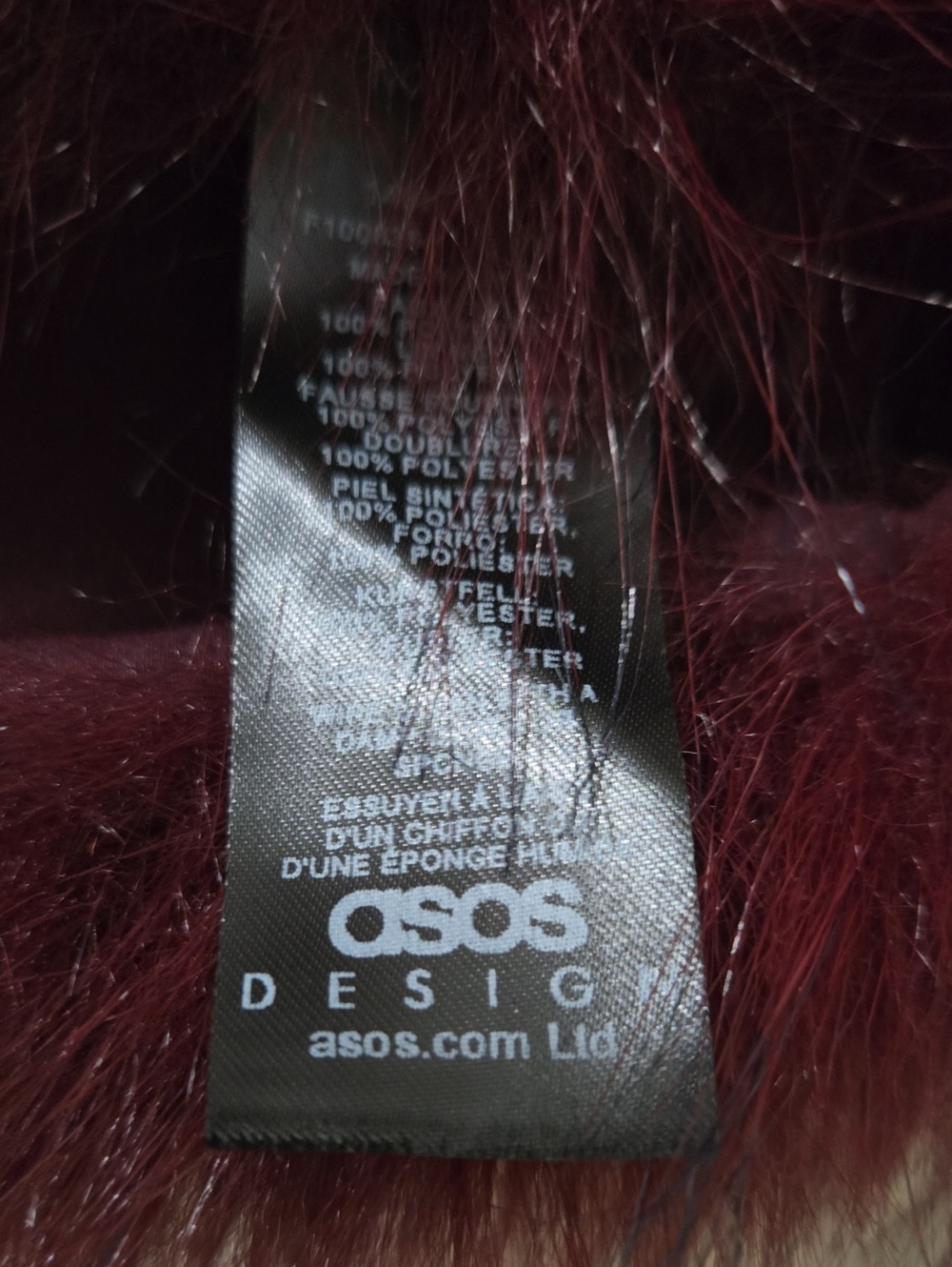 ASOS Deep Burgundy Faux Fur Scarf One Size - Picture 4 of 5